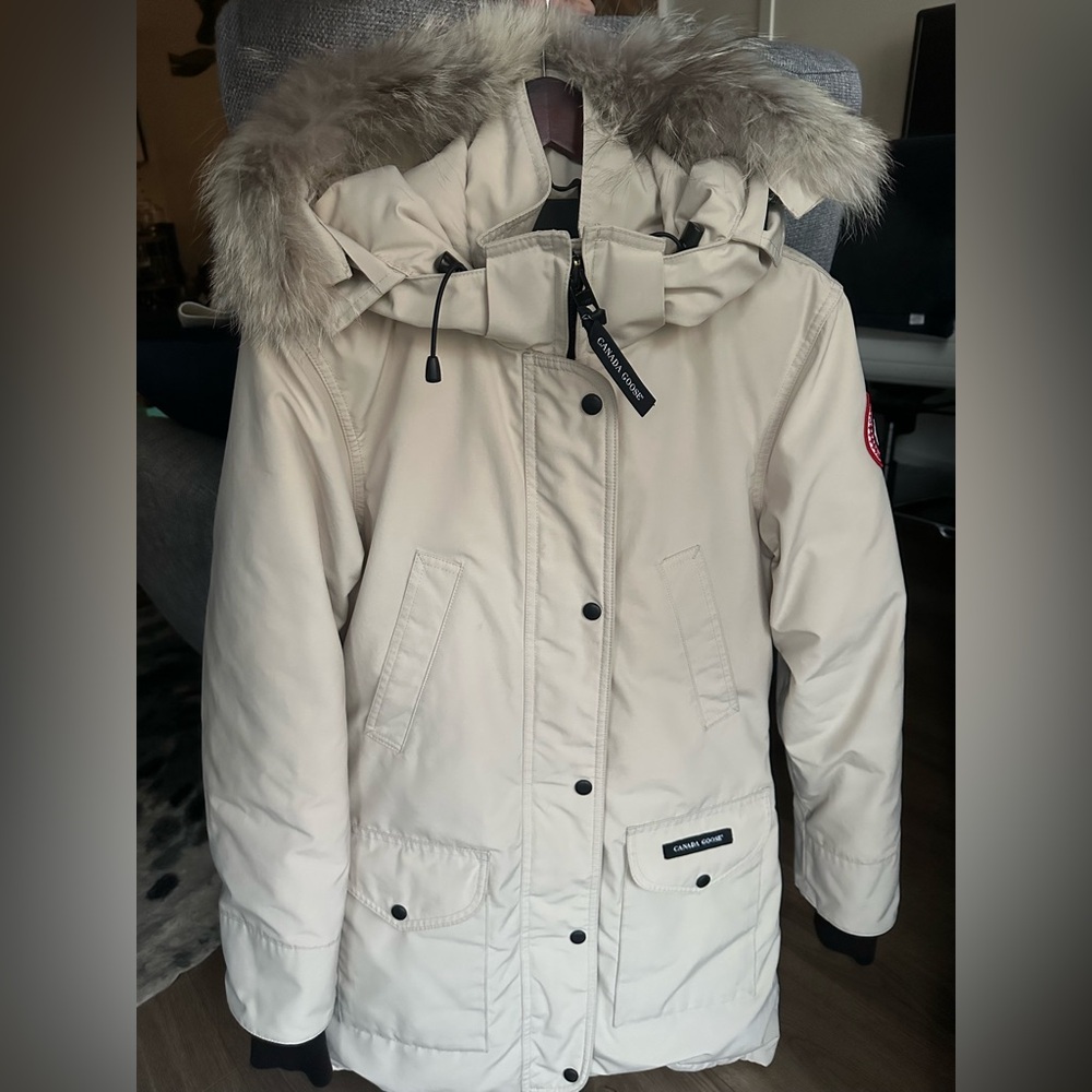 Canada Goose Women's Beige Parka with Fur Trim